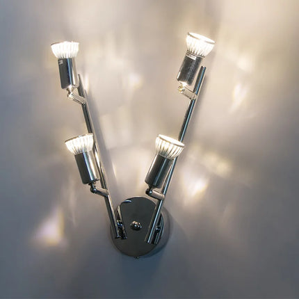 Plafonnier LED 4/6 têtes rotatif 360° en chrome poli, éclairage intérieur GU10