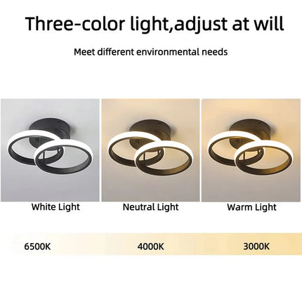 Plafonnier LED moderne à 2 anneaux en aluminium, lumière dimmable pour intérieur