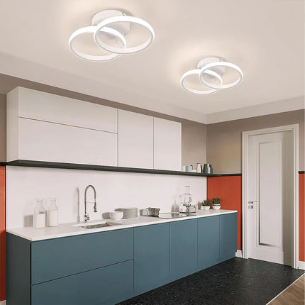 Plafonnier LED moderne à 2 anneaux en aluminium, lumière dimmable pour intérieur