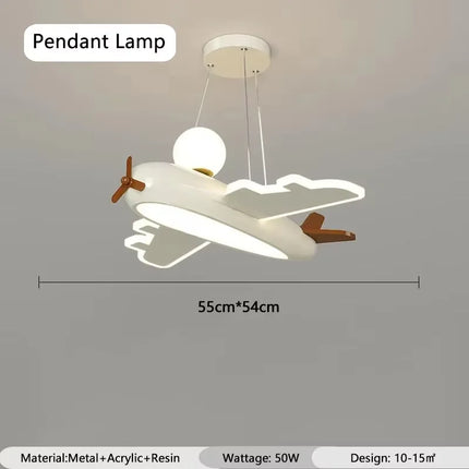 Plafonnier avion dessin animé LED blanc design créatif pour chambre enfant et salon