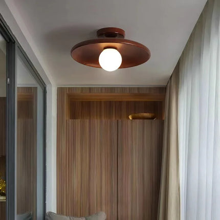 Plafonnier moderne en bois de noyer couleur bûche G9 pour couloir et escalier