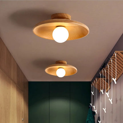 Plafonnier moderne en bois de noyer couleur bûche G9 pour couloir et escalier