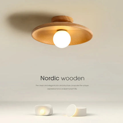 Plafonnier moderne en bois de noyer couleur bûche G9 pour couloir et escalier