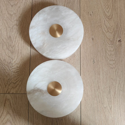 Plafonnier LED Circulaire en Marbre Naturel et Cuivre Ultra-Mince Moderne