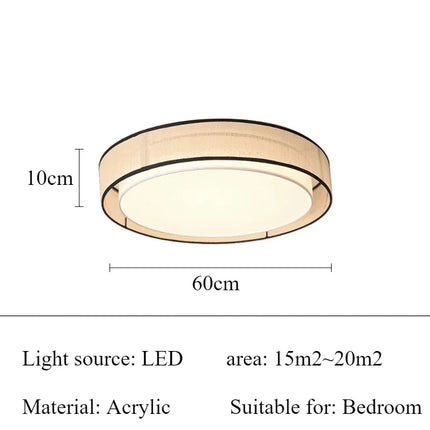 Plafonnier LED Circulaire en Tissu, Luminaire Décoratif pour Salon et Chambre