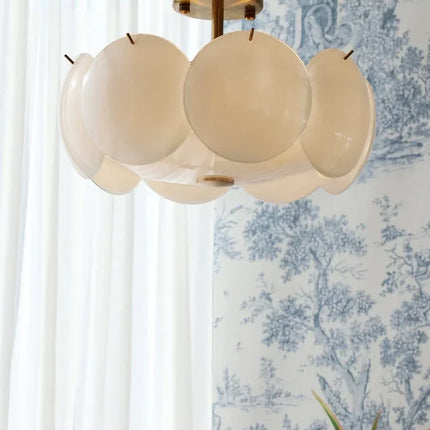 Plafonnier verre blanc crème minimaliste moderne E14 pour salon et salle à manger