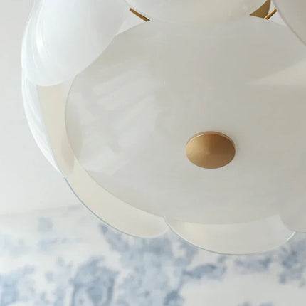 Plafonnier verre blanc crème minimaliste moderne E14 pour salon et salle à manger