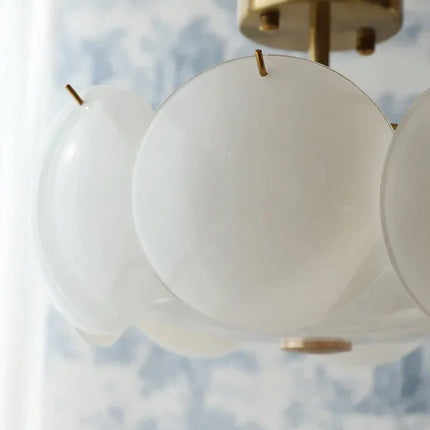 Plafonnier verre blanc crème minimaliste moderne E14 pour salon et salle à manger