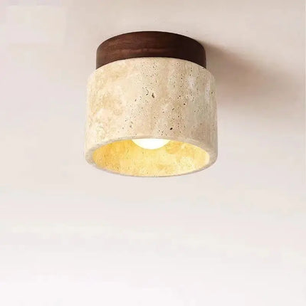 Plafonnier LED en pierre de travertin, lumière chaude pour salon et couloir