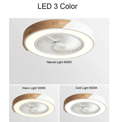 Plafonnier ventilateur bois 52 cm avec lumière LED et télécommande, ambiance cosy
