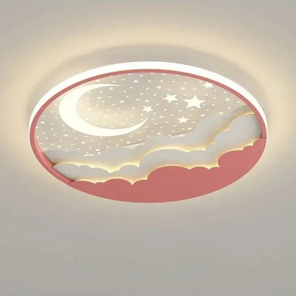 Plafonnier LED moderne étoile lune à intensité variable avec télécommande, abat-jour acrylique pour chambre d'enfants