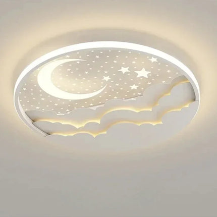 Plafonnier LED moderne étoile lune à intensité variable avec télécommande, abat-jour acrylique pour chambre d'enfants