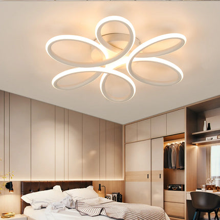 Plafonnier LED 60W design floral en métal, lumière blanc chaud 3000K, 43 cm, ambiance cosy