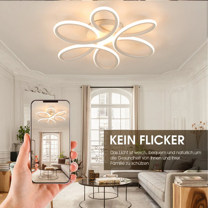 Plafonnier LED 60W design floral en métal, lumière blanc chaud 3000K, 43 cm, ambiance cosy