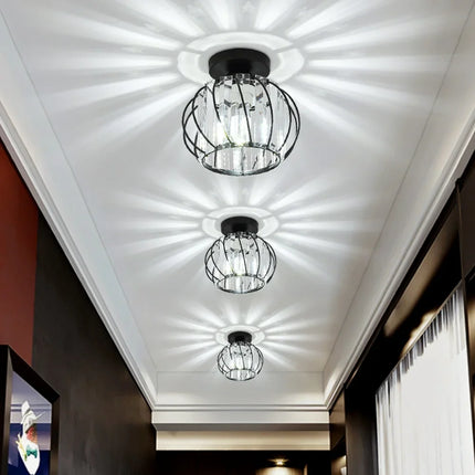 Plafonnier LED moderne en cristal noir, 1 lumière pour séjour et chambre