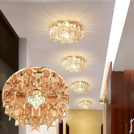 Plafonnier LED Cristal Moderne 3W-5W pour Couloir et Hall AC90-260V