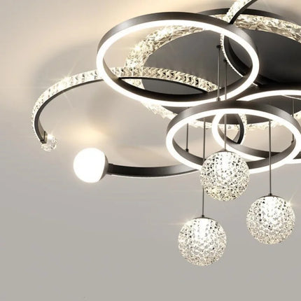 Plafonnier LED moderne en cristal noir pour salon et cuisine, éclairage élégant