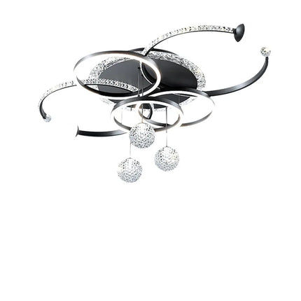Plafonnier LED moderne en cristal noir pour salon et cuisine, éclairage élégant