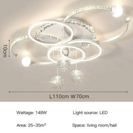 Plafonnier LED moderne en cristal noir pour salon et cuisine, éclairage élégant