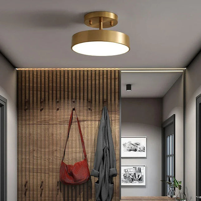Plafonnier LED moderne rond en cuivre noir or, lumière dimmable pour chambre et salon