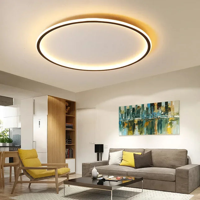 Plafonnier LED circulaire minimaliste nordique en aluminium avec télécommande