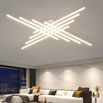 Plafonnier géométrique noir en fer pour salon et salle à manger, lumière variable