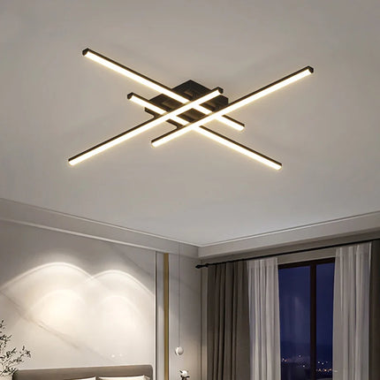 Plafonnier géométrique noir en fer pour salon et salle à manger, lumière variable