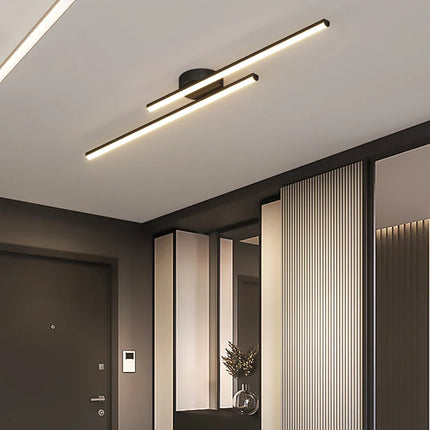 Plafonnier géométrique noir en fer pour salon et salle à manger, lumière variable