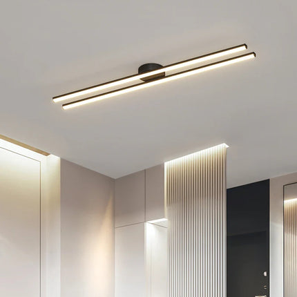 Plafonnier géométrique noir en fer pour salon et salle à manger, lumière variable