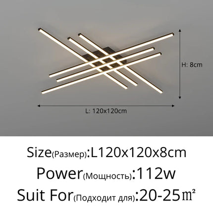 Plafonnier géométrique noir en fer pour salon et salle à manger, lumière variable