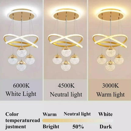 Plafonnier suspendu LED design moderne à intensité variable avec télécommande