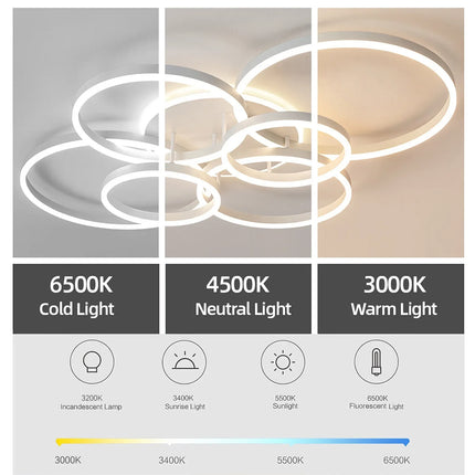 Plafonnier LED Nordique en acrylique réglable 3 couleurs pour salon et chambre