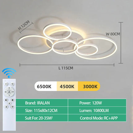 Plafonnier LED Nordique en acrylique réglable 3 couleurs pour salon et chambre