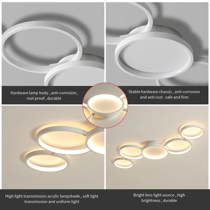 Plafonnier LED moderne 3 couleurs avec télécommande et application Bluetooth, lumière dimmable pour salon et chambre
