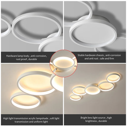 Plafonnier LED circulaire 3 couleurs, gradation télécommandée, design moderne pour salon et chambre