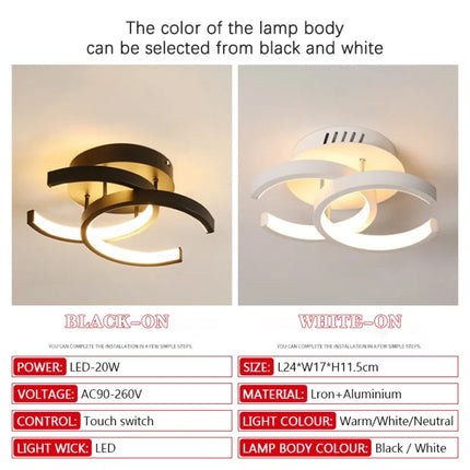 Plafonnier LED moderne dimmable à télécommande, design contemporain en aluminium, lumière chaude ou blanche, installation en surface