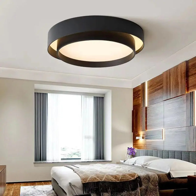 Plafonnier rond LED en bois de noyer nordique, design minimaliste pour chambre, cuisine et salle à manger