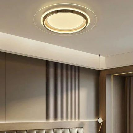 Plafonnier LED moderne en acrylique à coins arrondis, lumière chaleureuse pour intérieur élégant