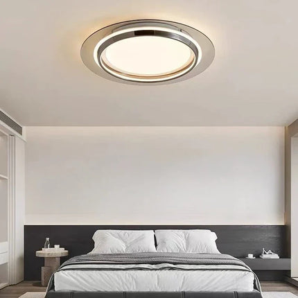 Plafonnier LED moderne en acrylique à coins arrondis, lumière chaleureuse pour intérieur élégant
