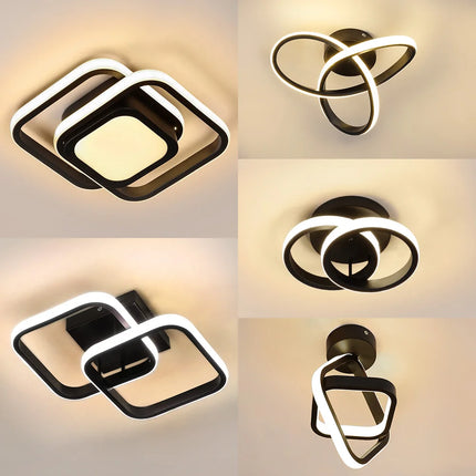 Plafonnier LED moderne géométrique avec lumière chaude 110V pour cuisine et couloir