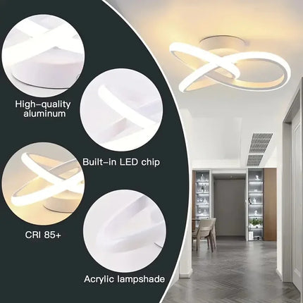 Plafonnier LED moderne géométrique avec lumière chaude 110V pour cuisine et couloir