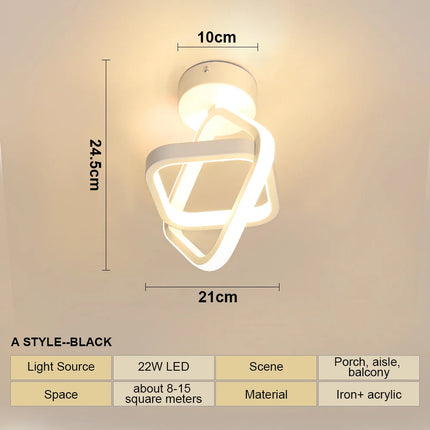 Plafonnier LED moderne géométrique avec lumière chaude 110V pour cuisine et couloir