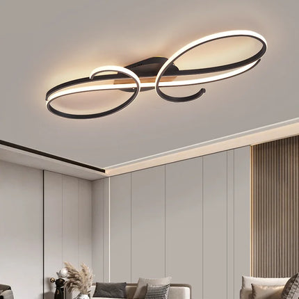 Plafonnier moderne noir en aluminium LED avec télécommande, dimmable pour salon et cuisine