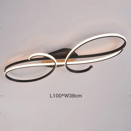 Plafonnier moderne noir en aluminium LED avec télécommande, dimmable pour salon et cuisine