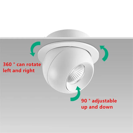 Plafonnier LED rotatif 7W-20W anti-éblouissement en aluminium, lumière chaude
