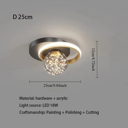 Plafonnier LED Moderne en Métal et Acrylique pour Salon et Couloir 2023