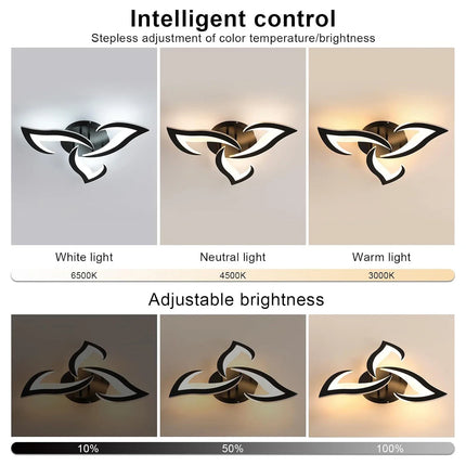 Plafonnier LED dimmable 35W avec télécommande, acrylique noir, lumière 3000K-6500K