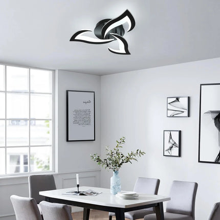 Plafonnier LED dimmable 35W avec télécommande, acrylique noir, lumière 3000K-6500K