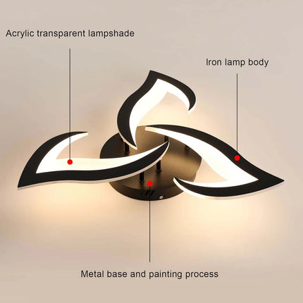Plafonnier LED dimmable 35W avec télécommande, acrylique noir, lumière 3000K-6500K