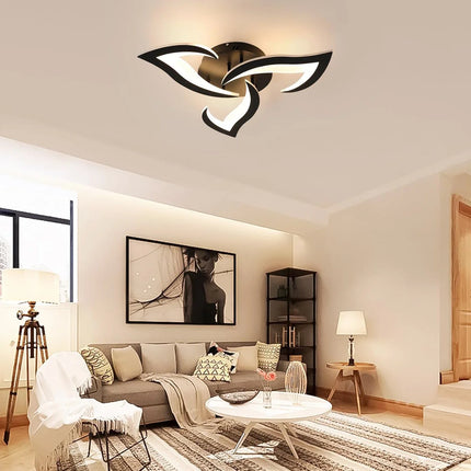 Plafonnier LED dimmable 35W avec télécommande, acrylique noir, lumière 3000K-6500K